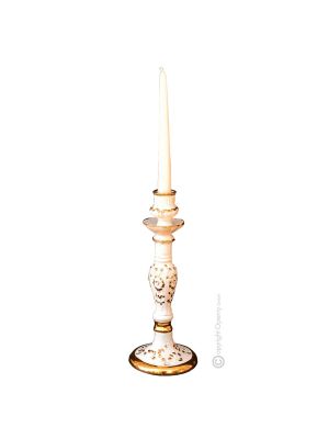 BOUGIES Bougeoir en céramique artistique de style baroque avec détails en couleur or 24 carats Fabriqué en Italie