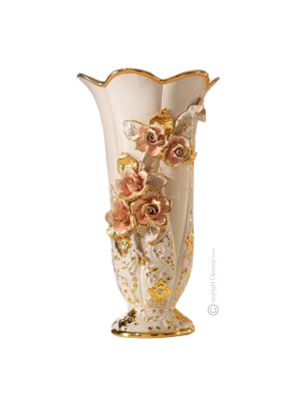 VASE en céramique artistique de style baroque avec détails en or 24 carats Fabriqué en Italie