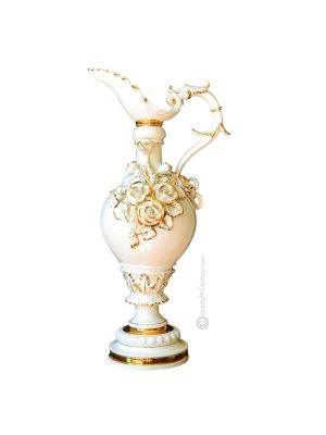 MAGNIFIQUE vase en céramique artistique de style baroque AMPHORE avec détails en or 24 carats Fabriqué en Italie