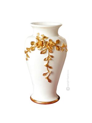 VASE FASCINANT en céramique artistique de style baroque avec détails en or 24 carats Fabriqué en Italie