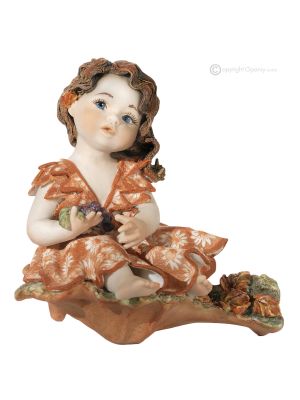AUTOMNE Statuette Capodimonte, les quatre saisons en pure porcelaine d'art.