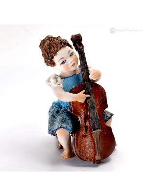 BICE Musicien avec contrebasse Capodimonte, beauté musicale en porcelaine.