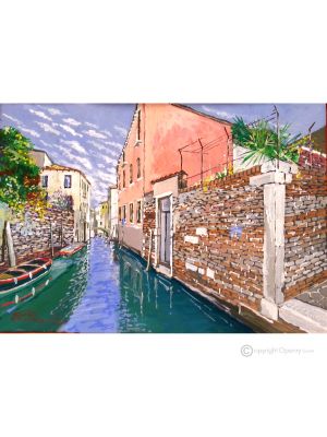 CANAL À VENISE Peinture acrylique moderne sur toile Made in Italy 