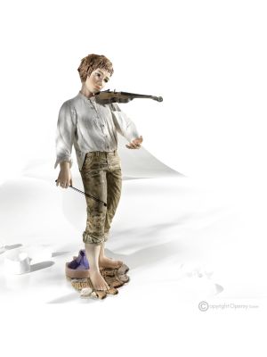 CHANSON DE LA FOI - Porcelaine de Capodimonte, musicien au violon, travail artisanal.