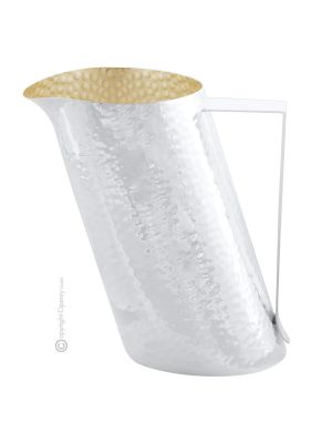 CRUCHE À EAU INCLINÉE Carafe à eau spéciale Carafe plaquée or et argent martelée à la main Fabriqué en Italie