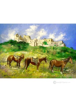 CHÂTEAU D'ARECHI Peinture acrylique moderne sur toile Made in Italy 