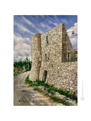 CHÂTEAU HISTORIQUE MOLINARA Peinture acrylique moderne sur toile Made in Italy 