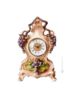 HORLOGE DE TABLE Céramique artistique de style baroque avec détails en or 24 carats Fabriquée en Italie