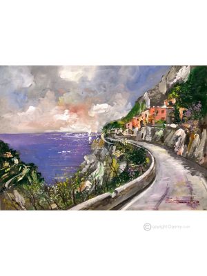 CÔTE AMALFI Peinture acrylique moderne sur toile Made in Italy 