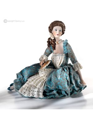 DAME - Statuette de dame romantique en porcelaine de Capodimonte, artisanat italien.