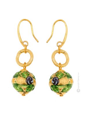 BOUCLES D'OREILLES FIORATO GOLD bijoux fantaisie artistiques perles de verre de Murano avec or 18 carats authentique fait à la main Made in Italy