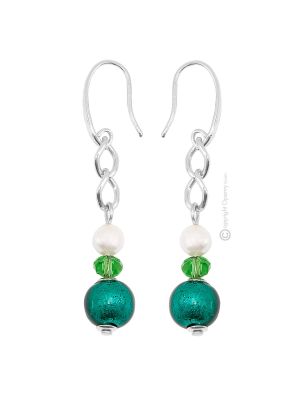 BOUCLES D'OREILLES DENISE bijoux fantaisie artistiques perles de verre de Murano avec argent 925 authentique fait main Made in Italy