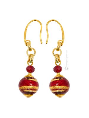 BOUCLES D'OREILLES BANDE D'OR bijoux fantaisie artistiques perles de verre de Murano avec or 18 carats authentique fait à la main Made in Italy