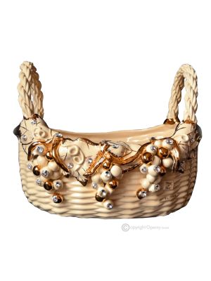 PANIER Décoration de table pièce maîtresse céramique artistique style baroque céramique artistique couleur or 24 carats cristaux Swarovski