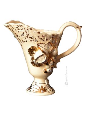 VASE AGGRAZIATO Céramique artistique de style baroque avec détails en or 24 carats Fabriqué en Italie