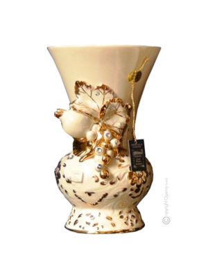 SHOWY VASE Céramique artistique de style baroque avec détails en or 24 carats Fabriqué en Italie