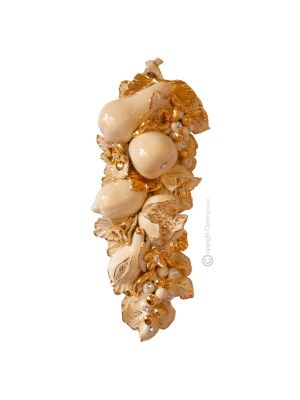 TABLEAU Décoration à suspendre en céramique artistique de style baroque, couleur or 24 carats avec cristaux Swarovski