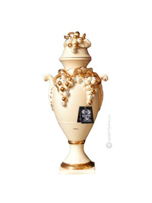 AGRÉABLE VASE en céramique artistique de style baroque avec détail en or 24 carats Fabriqué en Italie