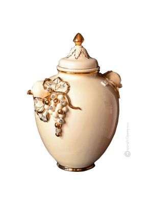 DÉLICIEUX VASE Céramique artistique de style baroque avec détails en or 24 carats Fabriqué en Italie