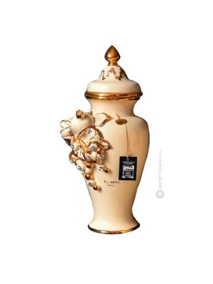NICE VASE Céramique artistique de style baroque avec détails en or 24 carats Fabriqué en Italie