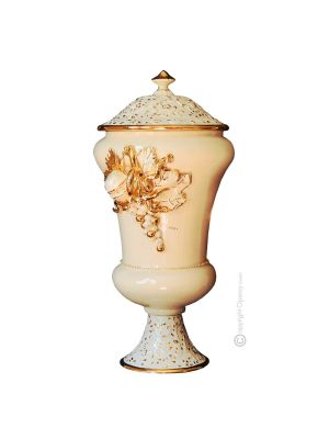 VASE LEGGIADRO Céramique artistique de style baroque avec détails en or 24 carats Fabriqué en Italie