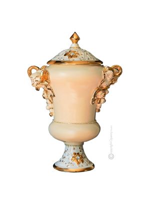 VASE ÉLÉGANT en céramique artistique de style baroque avec détails en or 24 carats Fabriqué en Italie