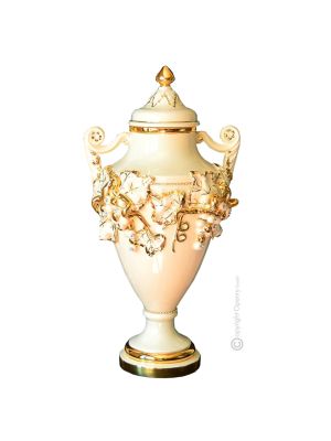 VASE HARMONIEUX Céramique artistique de style baroque avec détails en or 24 carats Fabriqué en Italie