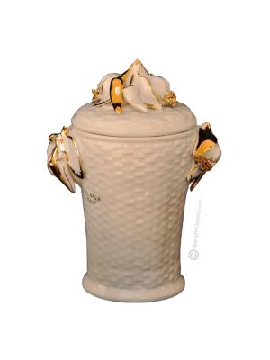 POT AVEC COUVERCLE Décoration de table en céramique artistique de style baroque, couleur or 24 carats