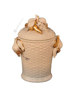 POT AVEC COUVERCLE Décoration de table en céramique artistique de style baroque, couleur or 24 carats