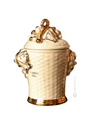 POT AVEC COUVERCLE Décoration de table en céramique artistique de style baroque Cristaux Swarovski couleur or 24 carats