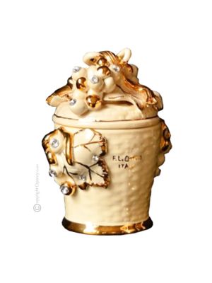 POT AVEC COUVERCLE Décoration de table en céramique artistique de style baroque Cristaux Swarovski couleur or 24 carats