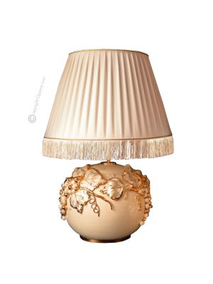 Lampe de table artistique en céramique de style baroque avec détails en or 24 carats et cristaux Swarovski