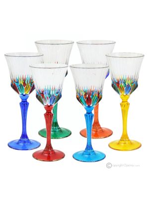 ADAGIO Ensemble de 6 verres à eau authentiques peints à la main en verre de qualité supérieure.