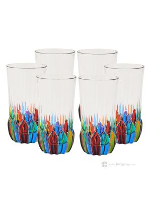 ADAGIO Ensemble de 6 verres à boisson modernes authentiques peints à la main en verre de qualité supérieure.