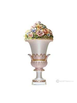 VASE en céramique artistique de style baroque avec détails en or 24 carats Fabriqué en Italie