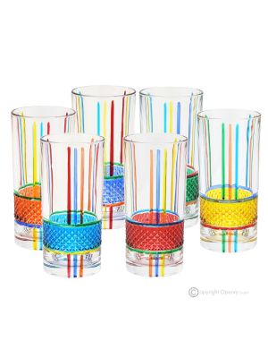 BRILLANTE Ensemble de 6 verres à boisson authentiques et modernes peints à la main en verre de qualité supérieure.