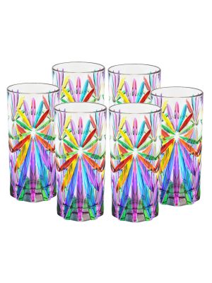 OASIS Ensemble de 6 verres à boisson authentiques et modernes peints à la main en verre de qualité supérieure.