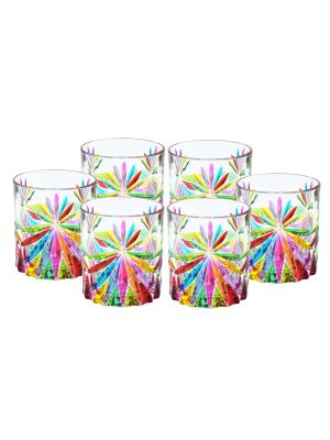 OASIS Ensemble de 6 verres authentiques et modernes peints à la main en verre de qualité supérieure.