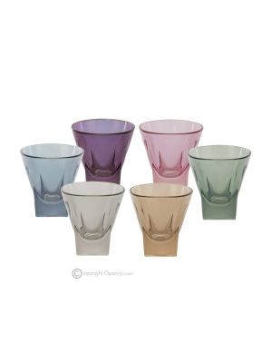 DEBBY Ensemble de 6 authentiques verres à liqueur modernes peints à la main en verre de qualité supérieure.