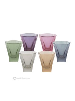 DEBBY Ensemble de 6 authentiques verres à eau modernes peints à la main en verre de qualité supérieure.