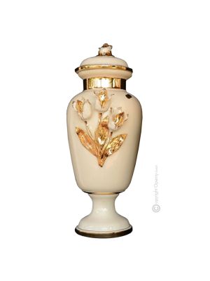 VASE en céramique artistique de style baroque avec détails en or 24 carats Fabriqué en Italie