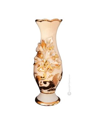 VASE en céramique artistique de style baroque avec détails en or 24 carats Fabriqué en Italie