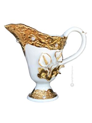 VASE en céramique artistique de style baroque avec détails en or 24 carats Fabriqué en Italie