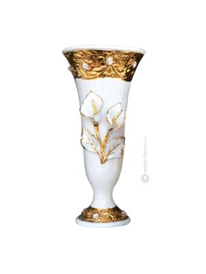 VASE en céramique artistique de style baroque avec détails en or 24 carats Fabriqué en Italie