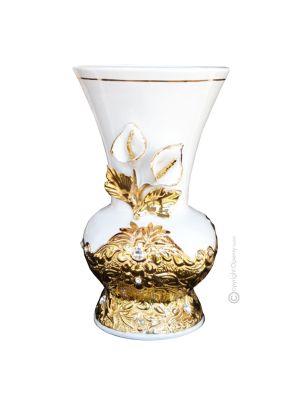 VASE en céramique artistique de style baroque avec détails en or 24 carats Fabriqué en Italie