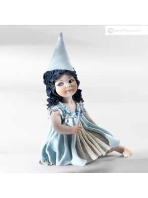 FÉE BLEUE, porcelaine de Capodimonte, statuette inspirée des contes de fées, beaux-arts.