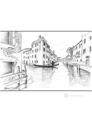 FONDATION ZEN - VENISE Dessin au crayon sur carton moderne Fabriqué en Italie 