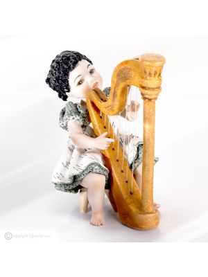 HENRIETTE Musicien à la harpe, statuette en porcelaine de Capodimonte, pur art italien.