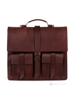 MASSEO Sacs de bureau porte-documents de travail à bandoulière sac à main professionnel pour homme en vrai cuir marron