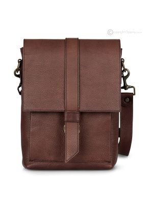 STEVEM Sac à bandoulière ou sac à main en cuir marron véritable fabriqué à la main pour homme